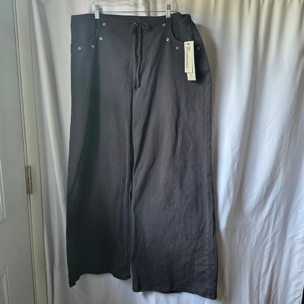 No Boundaries Wide Leg Black Pants XXL 20 Drawstring Grommet High Rise